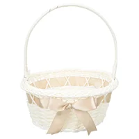 Basket Flower Girl Baskets Wedding Woven Wicker Handle Rattan Easter Weddings Storage Rustic Candy White Picnic Willow 1