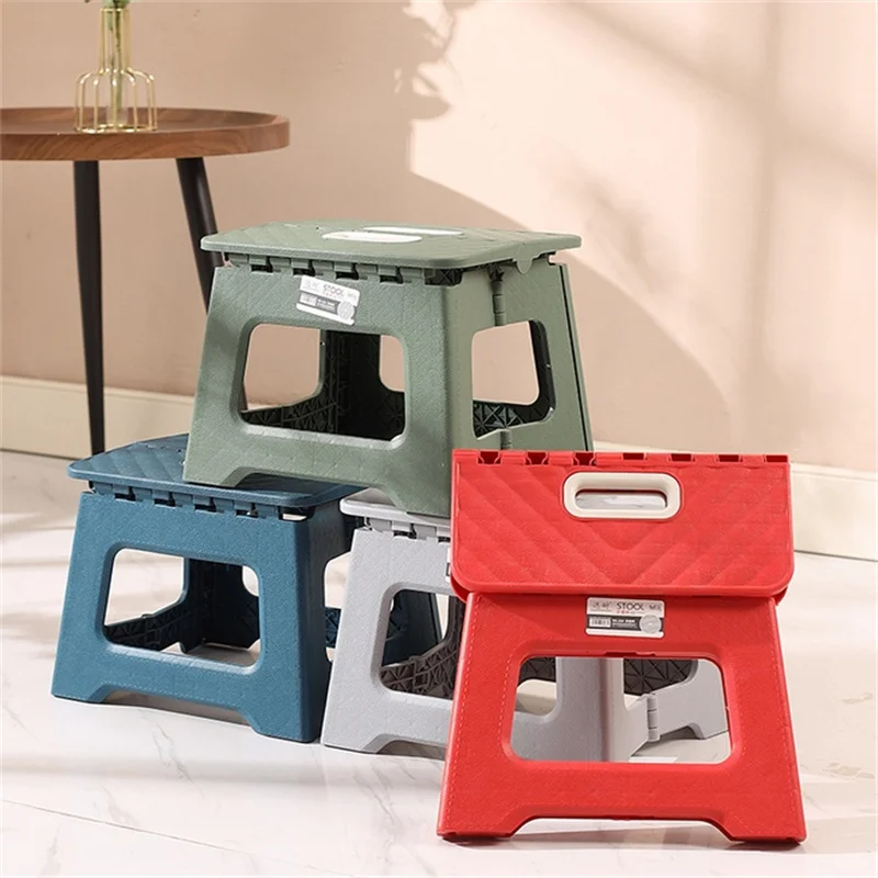 Multi Purpose Lightweight Folding Step Stool Thickened Footstool Non-Slip Plastic Benches Outdoor Travel Fishing Chair 1PC