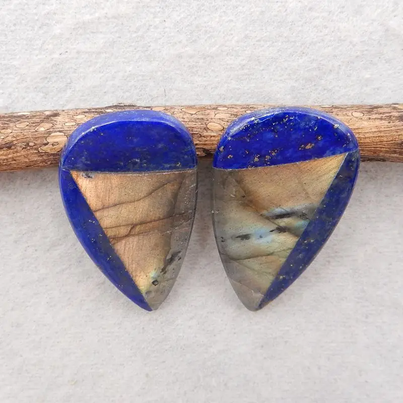 Semiprecious Stone Natural Lapis Lazuli Labradorite Women Earrings Accessries Fashion Jewelry 34x18x5mm 9g