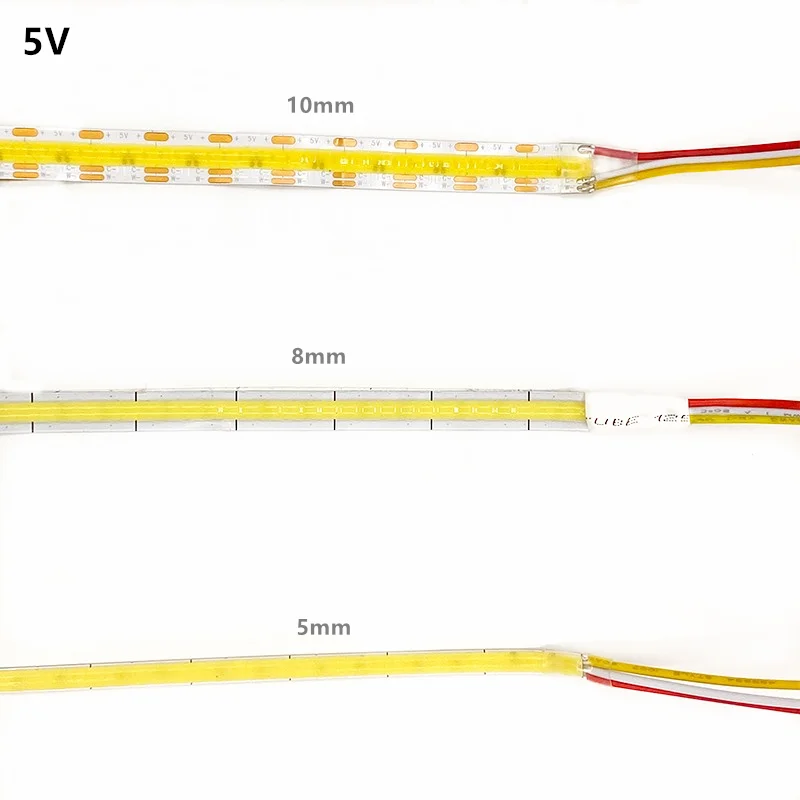 CCT COB LED-Streifen DC 5V 12V 24V 2700K bis 6500K Hochdichtes, flexibles, dimmbares lineares LED-Band 5mm 8mm 10mm RA90 Zweifarbig – Detail 1