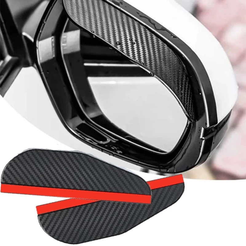  2PCS Car Rearview Mirror Rain Eyebrow Visor Carbon Fiber Car Rearview Side Snow Sun Visor Rain Cover Automob Mirror Accessories 