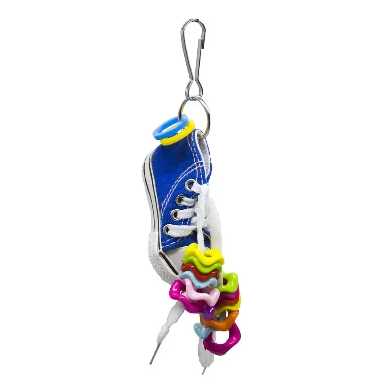 Mini Acrylic Wave Canvas Shoes Decoration Hanging Toy Pet Bird Parrot Nipple Swing Cage Stand Molar Play Chew Decoration 3
