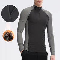 Winter Thick Men's Long Sleeved Running T-shirts with fleece Sports Gym Shirt Jogging Fitness Outdoor Activities Sportswear