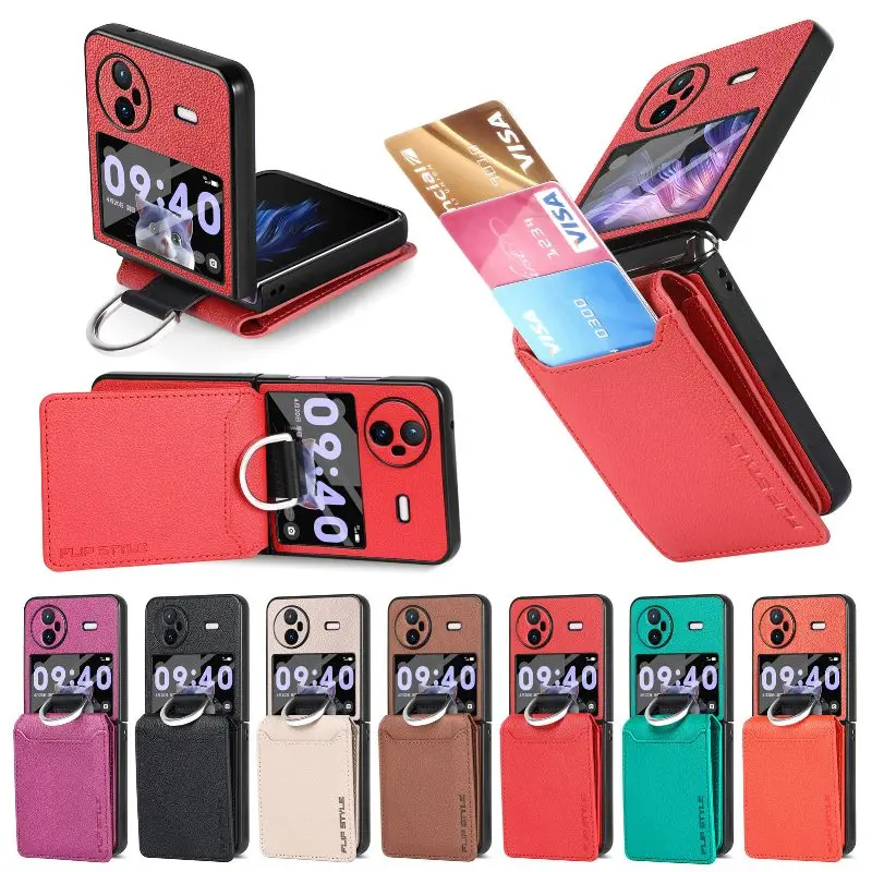 Finestra Vista Tempera Flip Cover In Vetro Per Vivo X Flip Protezione Completa Antiurto Anti-Goccia Portafoglio Creativo Custodia Per Telefono Pieghev