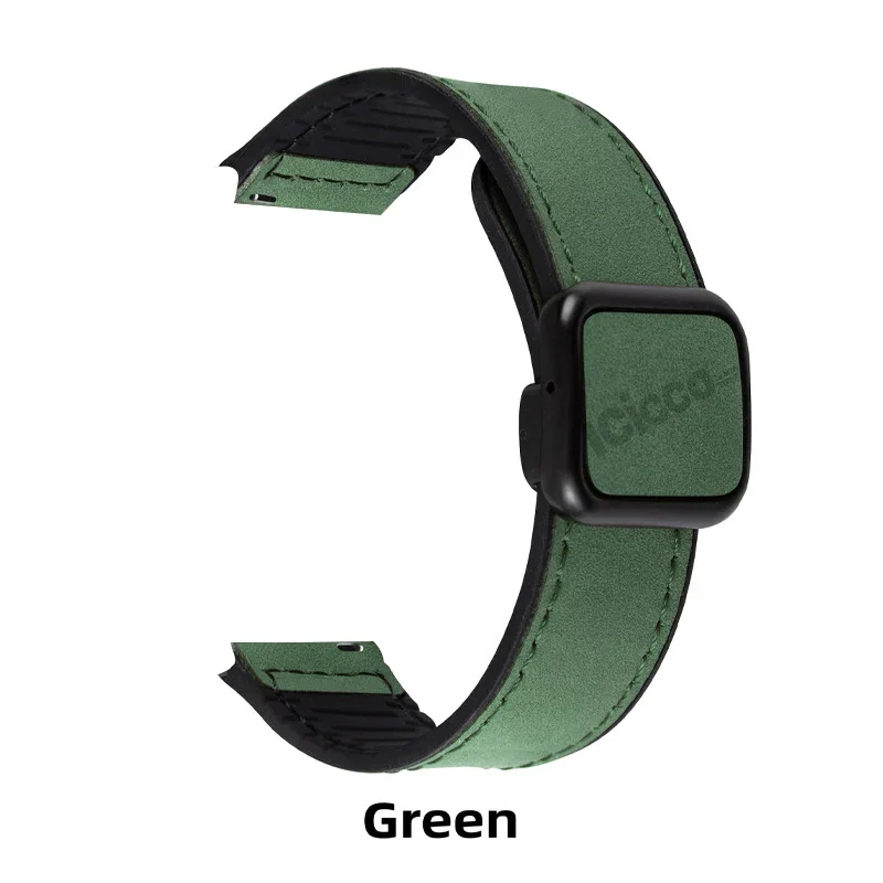 Correa de Silicona y Cuero con Hebilla Magnética Plegable para Reloj Inteligente