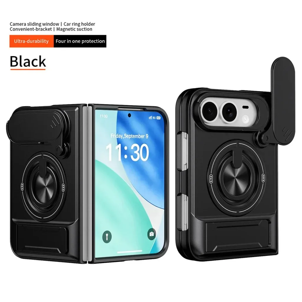 Magnetic Ring Holder Stand Phone Case with Dual-Layer Shockproof Protection & Lens Guard