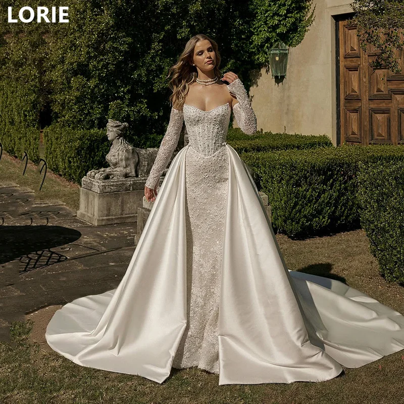LORIE Sexy A-line Mermaid Lace Applique Wedding Dress Sweetheart Wedding Gowns Elegant Princess Bride Gown Gift
