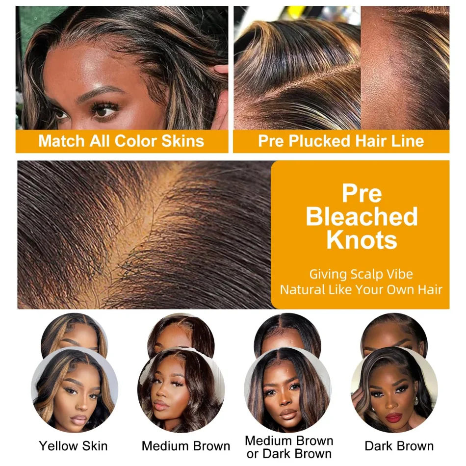 P1B30 Highlight Human Hair Wigs 13X6 Hd Lace Frontal Wig 250 Density Body Wave Lace Front Wigs Brazilian 30 Inch For Black Women