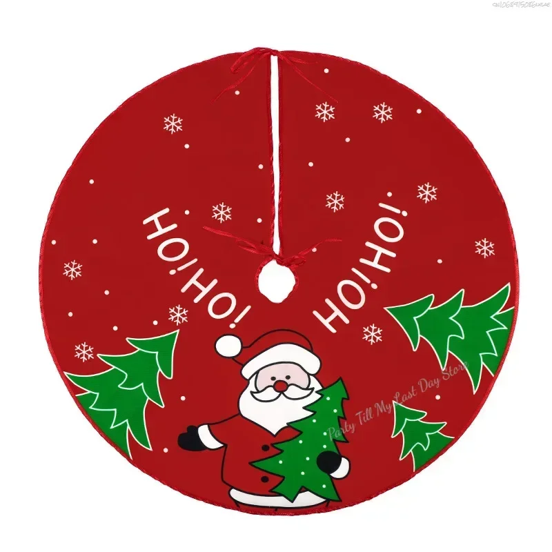Christmas Tree Skirt 60Cm Red Christmas Tree Foot Cover Santa Claus Snowflake Carpet Base Mat Decorations