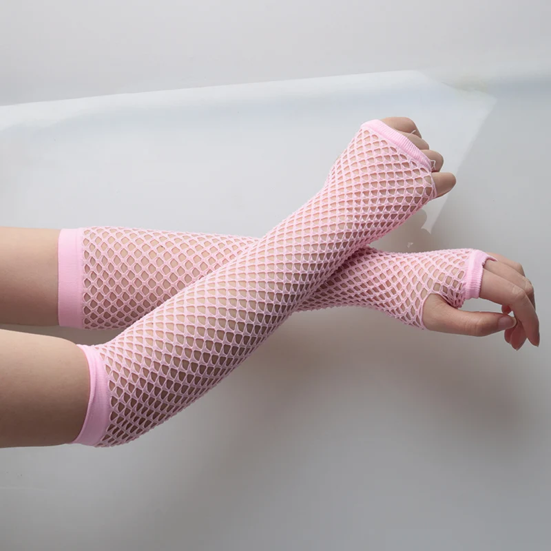 Frauen Mode Lange Fishnet Fingerlose Handschuhe Party Tragen Mädchen Punk Goth Dance Mesh Schwarze Handschuhe Spitze Sexy Schöne Arm Wärmer – Detail 9