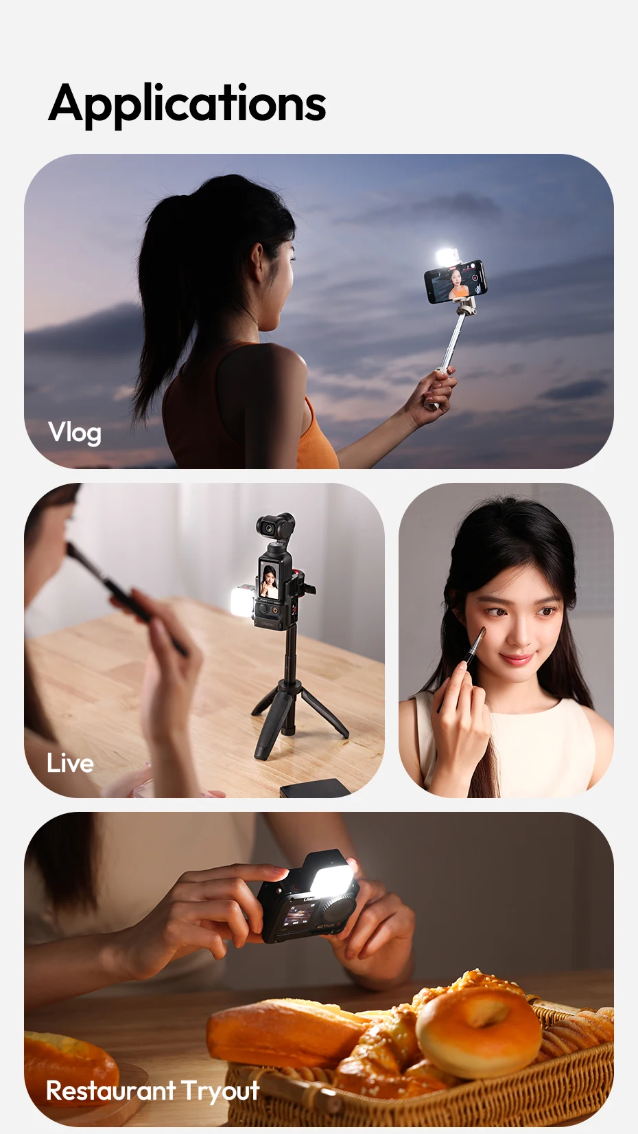 Cube Light Fill Light Video Light for Smartphone Camera for DJI Osmo Action 5/4/