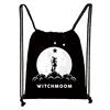 Witch Witchcraft Print Backpack Witchy Woman Drawstring Bags Moon Star Cat Storage Bag for Travel Shoes Holder Wicca Bookbag 2