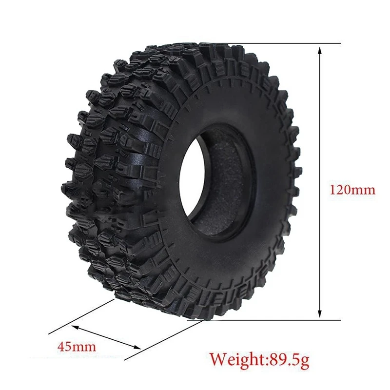 Trx-4 Rc 자동차 트럭 락 크롤러용 타이어, Scx10 90046 D90, 120mm, 1.9 인치 타이어, 4 개