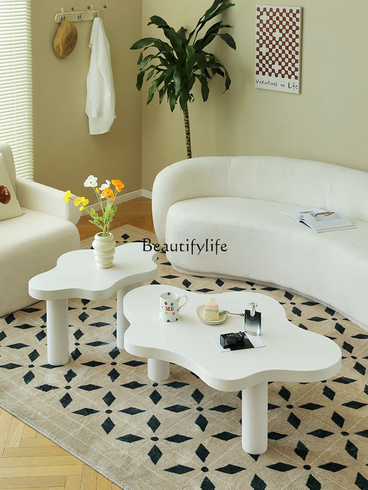 

Cloud Nordic Cream Style Small Apartment Living Room Small Table Combination Irregular Small Table