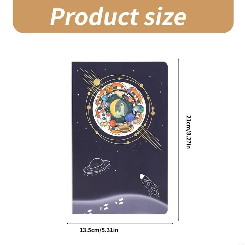 C90C 학생 아티스트를위한 참신 노트북, 우주 원더 랜드 노트북 저널 120 페이지 도면 스케치를 위해 점선