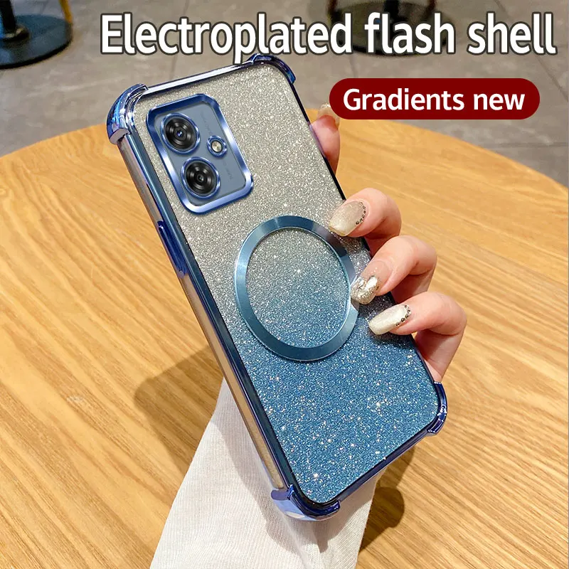 Luxury Electroplated Clear Magnetic Wireless Charging Phone Case - Transparent Plating Cover