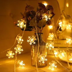 Led Fairy Lights Festoon Garland Curtain Snowflak Lighting Strings Street Garden Garlands For New Year Battery-Operated Holidays