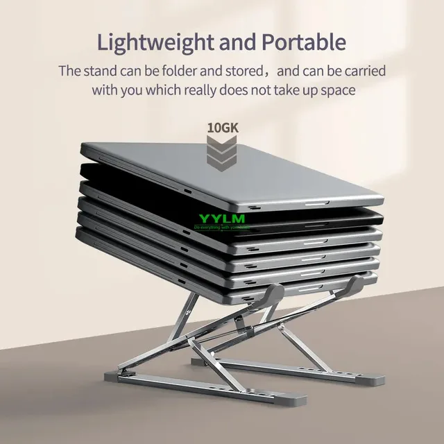 Support pour ordinateur portable en alliage d'aluminium haute performance, réglable, dissipateur de chaleur, portable et pliable 1