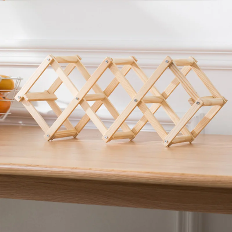 Range bouteilles cuisine pliable en bois de pin 5 bouteilles Range bouteilles cuisine pliable en bois de pin 5 bouteilles
