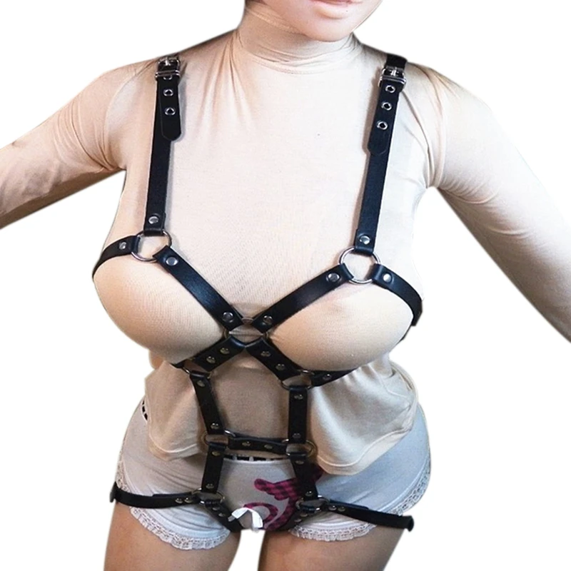 

DOME Sexy Female Leather Harness Underwear Garter Man Punk Gothic Leg Ring Bondage Belt Waist Chain