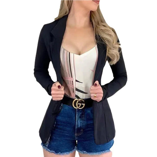 Stylish women's sports coat, long sleeved slim office sports casual top 3
