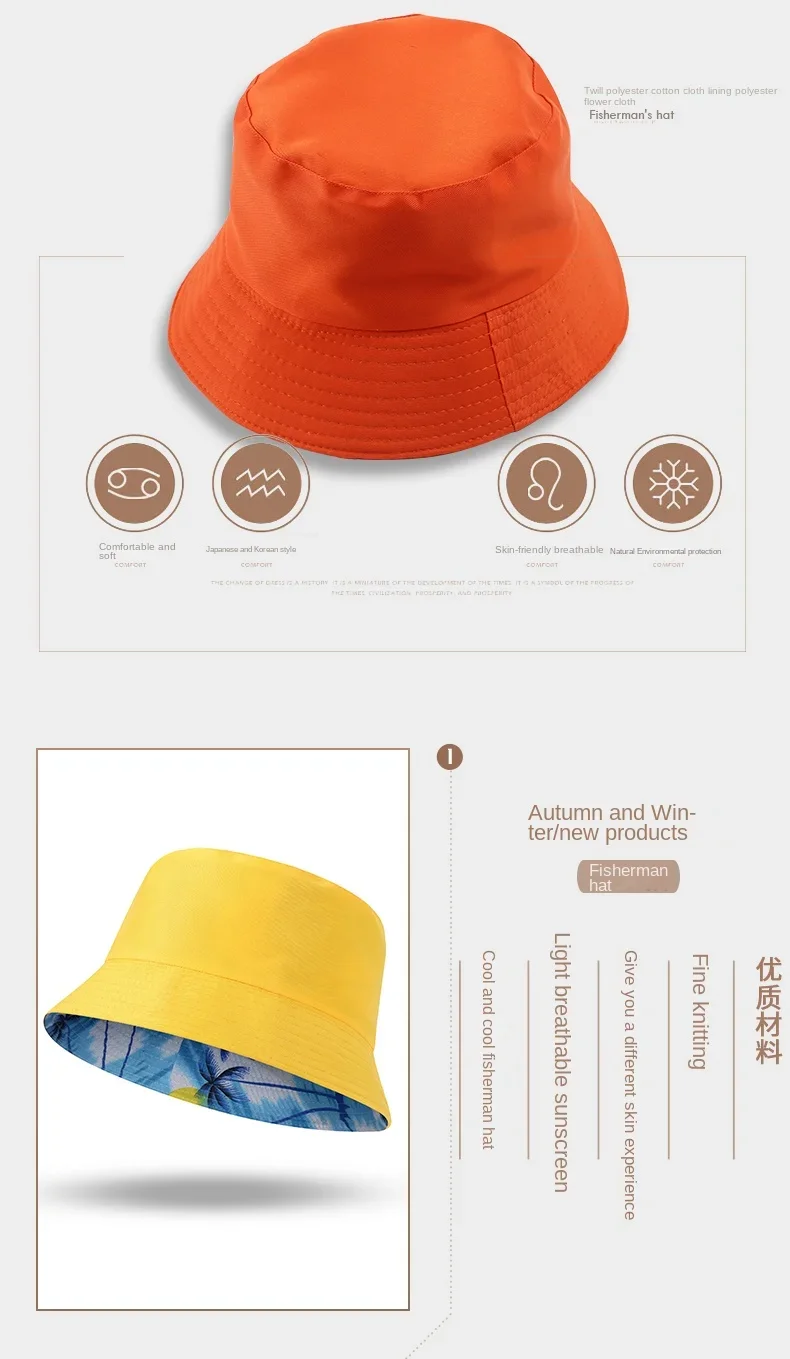 CUSTOM TEXT LOGO Reversible Eimer Hüte Männer Frauen Outdoor Fisherman Caps Strand Angeln Hut Unisex Chapeau Panama Hut – Detail 4