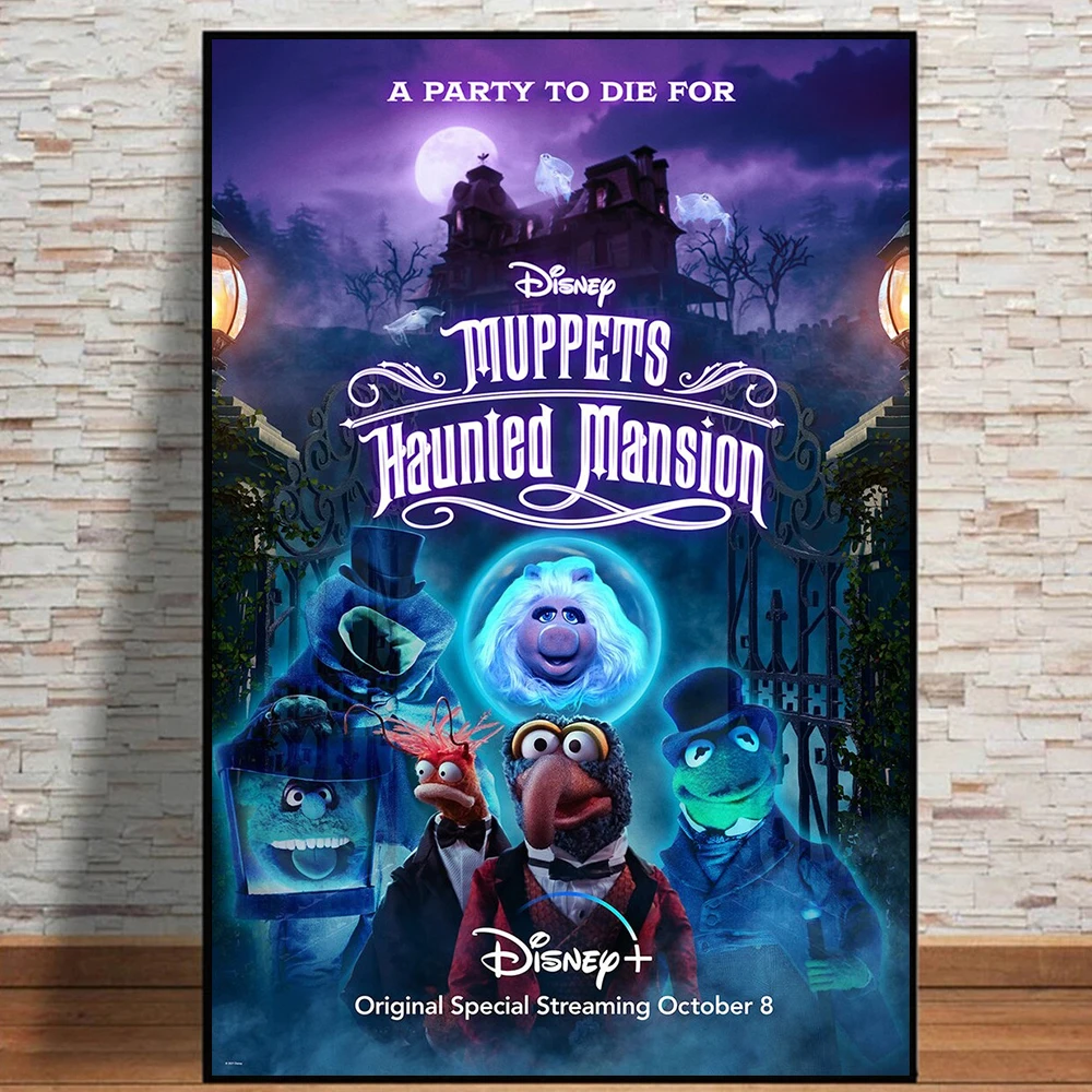 Disney Muppets Haunted Mansion Poster Stampe Disney Hitchescursionismo Fantasmi Kermit The Frog Miss Piggy Canvas Painting Wall Art