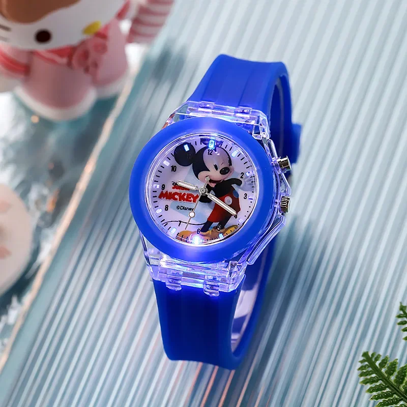 Disney Minnie Watch Mickey Mouse Luce Flash Per Bambini Cartoon Figure Doll Orologio Elettronico Ragazzi Ragazze Regali Di Compleanno Orologio