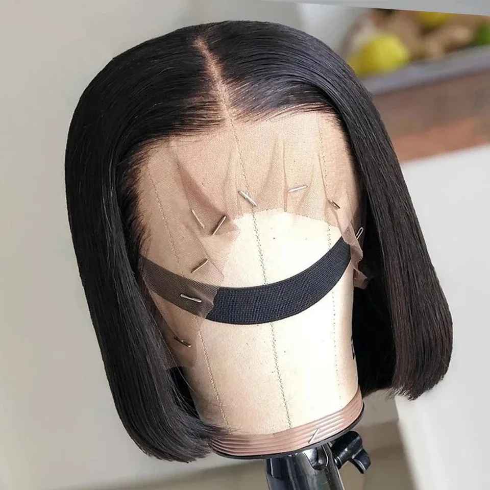 Bone Straight Bob Wig Human Hair 13x4 Lace Wigs HD Transparent Lace Human Hair 4x4 Short Wig Pre Plucked 200% Density For Women 1