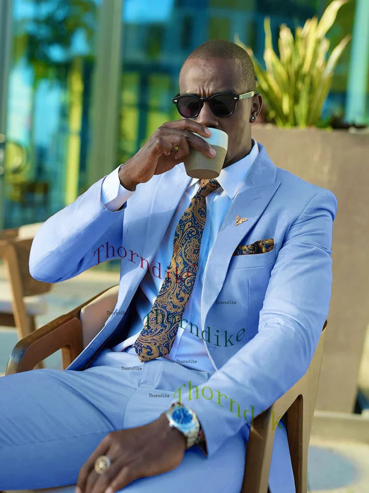 Thorndike Casual Tuxedos For Wedding Mens Business Suit Men's (Blazer+Pant) Slim Groom Trendy British Single-breasted Suits