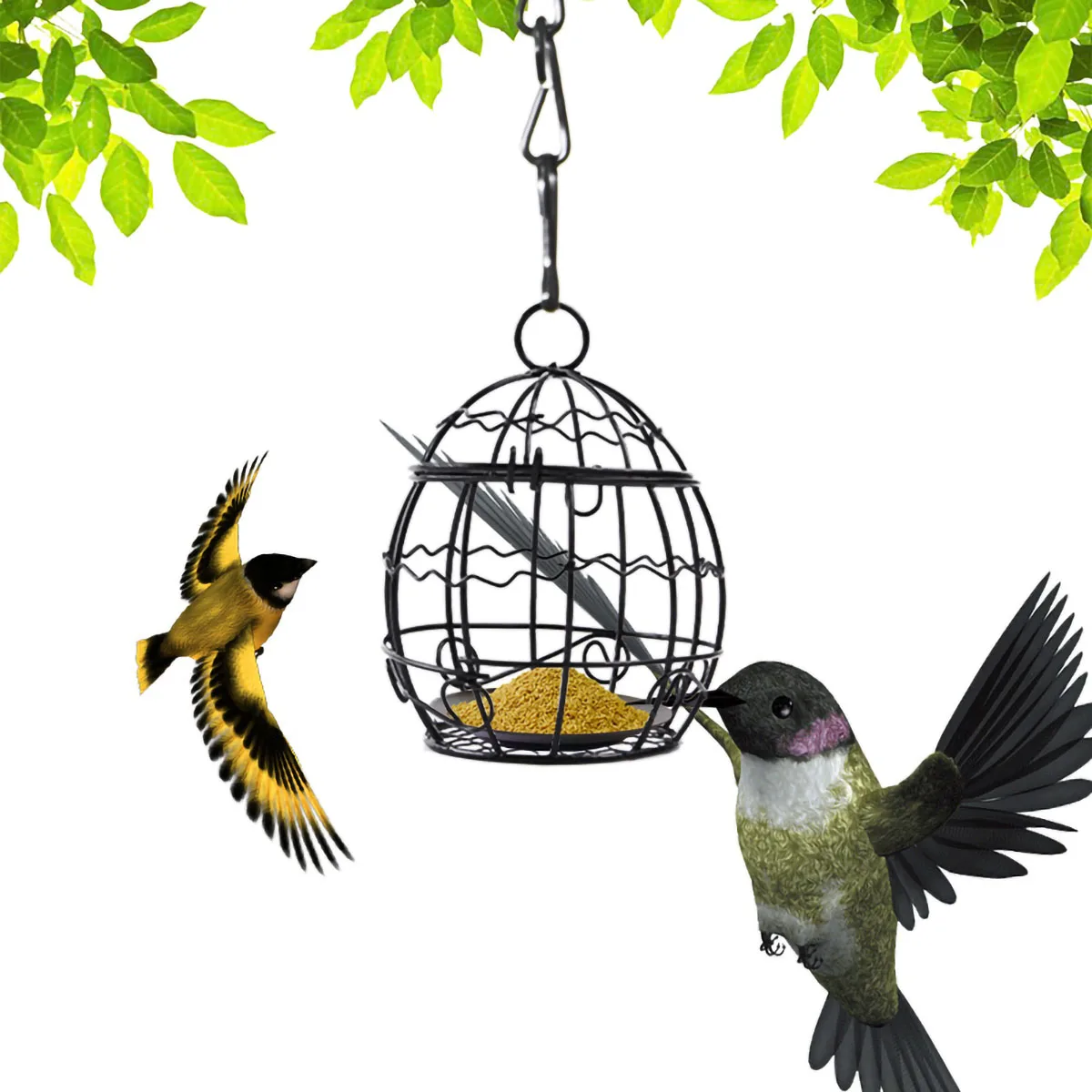 Bird feeder 1pc Iron hanging birdcage feeders for outdoor gardens and courtyards accessories for bird feeding stations