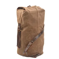 Waterproof waxed Canvas Backpack large capacity bucket bag cylinder bag mountaineering backpack military bag 2