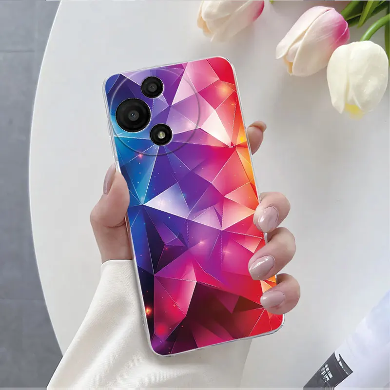 Floral Marble Design Transparent Silicone Phone Case - Soft Protective Cover
