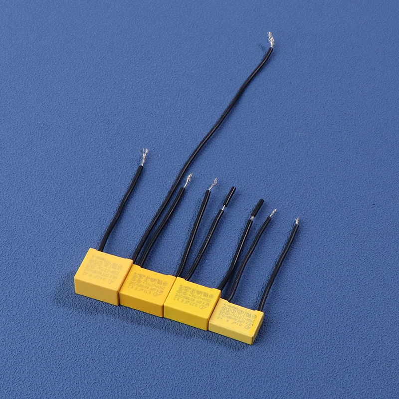 5Pcs AD K X2 Safety Capacitance Tape Line 0.15uF 0.22uF 0.33uF 0.47uF 250V-275V Housing Flexible Wire Capacitor For Touch Switch