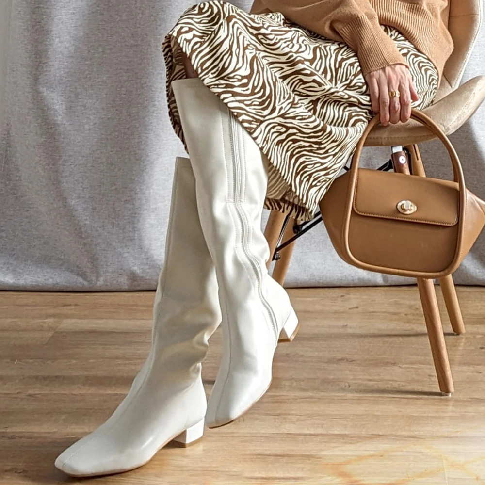 Women Knee High Boots Soft Genuine Leather Warm Long Shoes Woman High Heeled Motorcycle Boots Elegant Lady FEDONAS Brand women knee boots