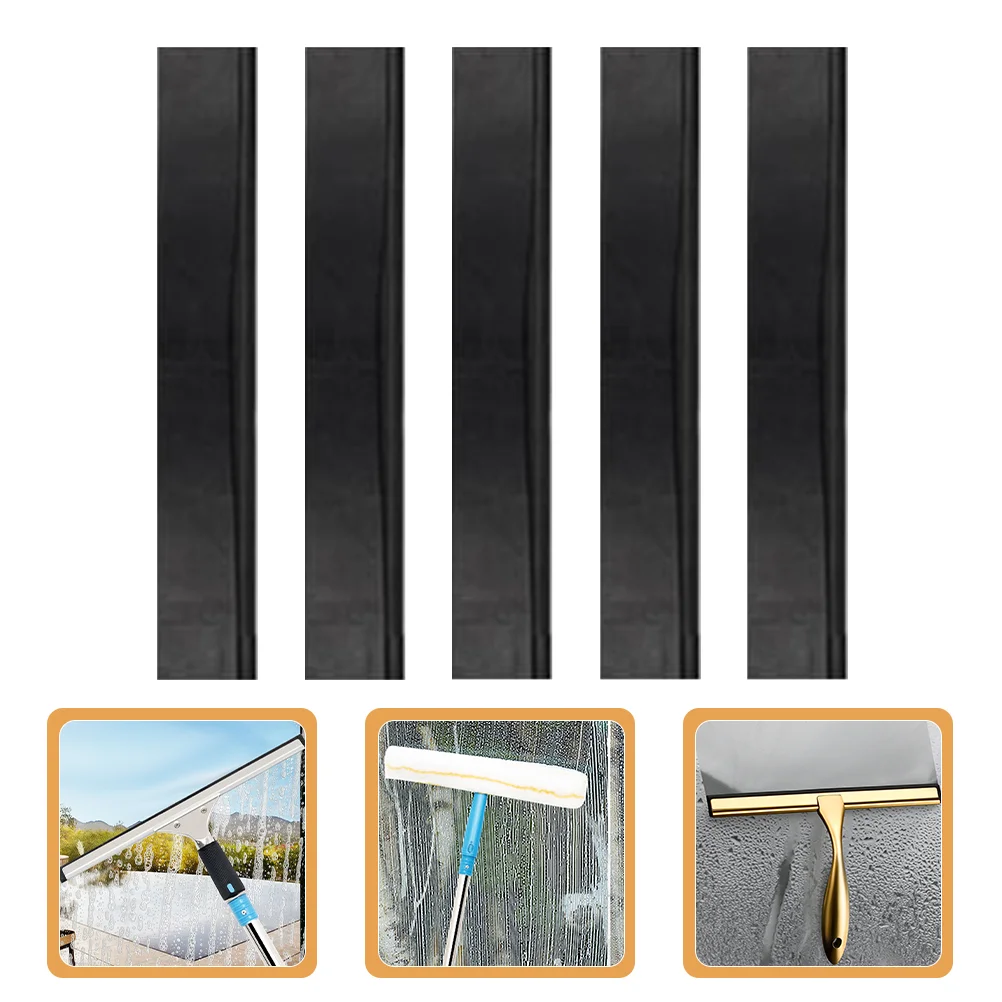 

5 Pcs Glass Scraper Stainless Steel Rubber Strip Squeegee Window Cleaning Replacement Rubbers for Shower Refill
