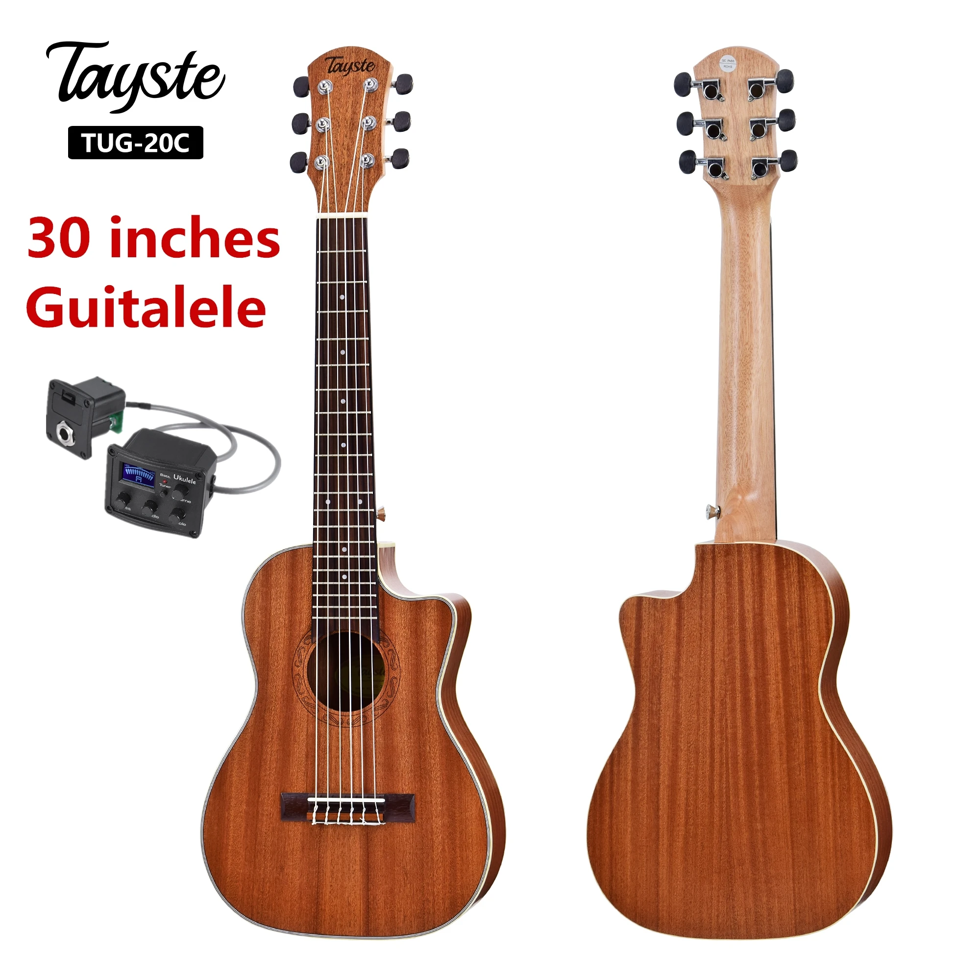 

30 Inches Guitalele Guilele Cutaway Sapele Mini Electric Guitarlele Baritone Acoustic Guitars 6 Strings Ukulele Travel Guitar