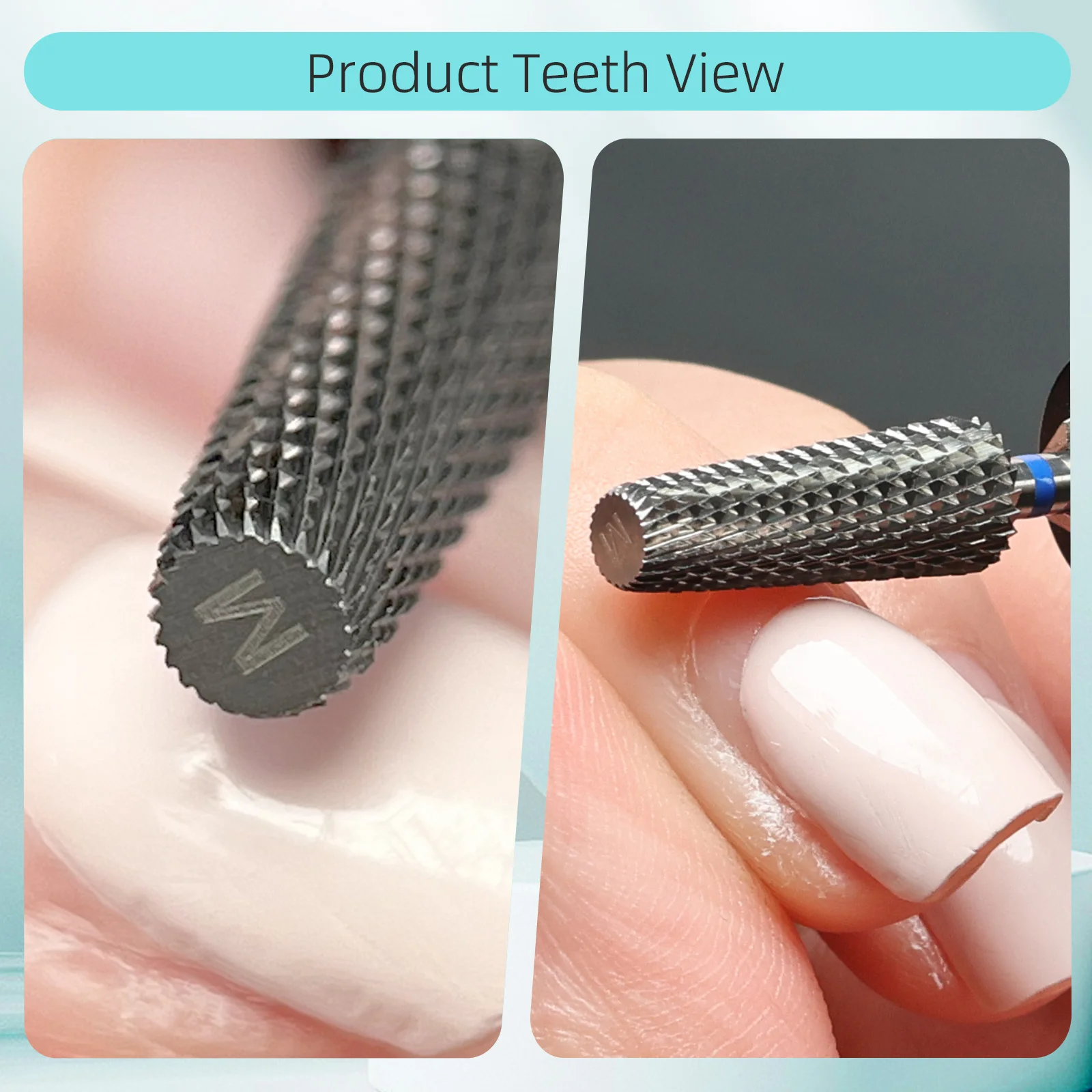 HYTOOS Safety Chamfer Tapered Nail Drill Bits Professional Electric Carbide Dust Proof Bits for Acrylic Nails Gel Removal Tool 4