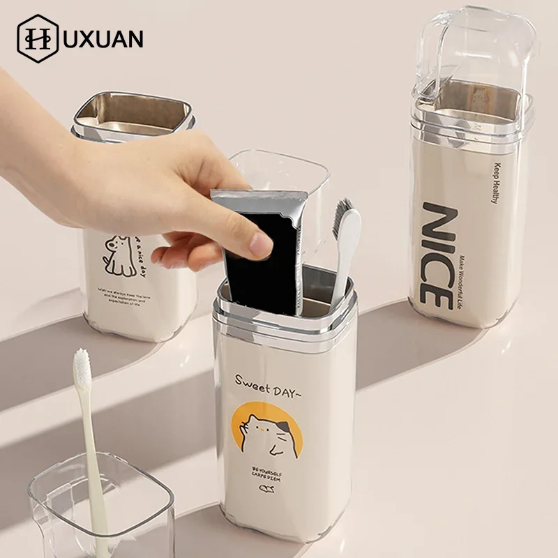 Portable Toothbrush Cover Cup Bathroom Toothpaste Holder Case Travel Camping Organizer Kit Toiletries Storage Box_voghion.com