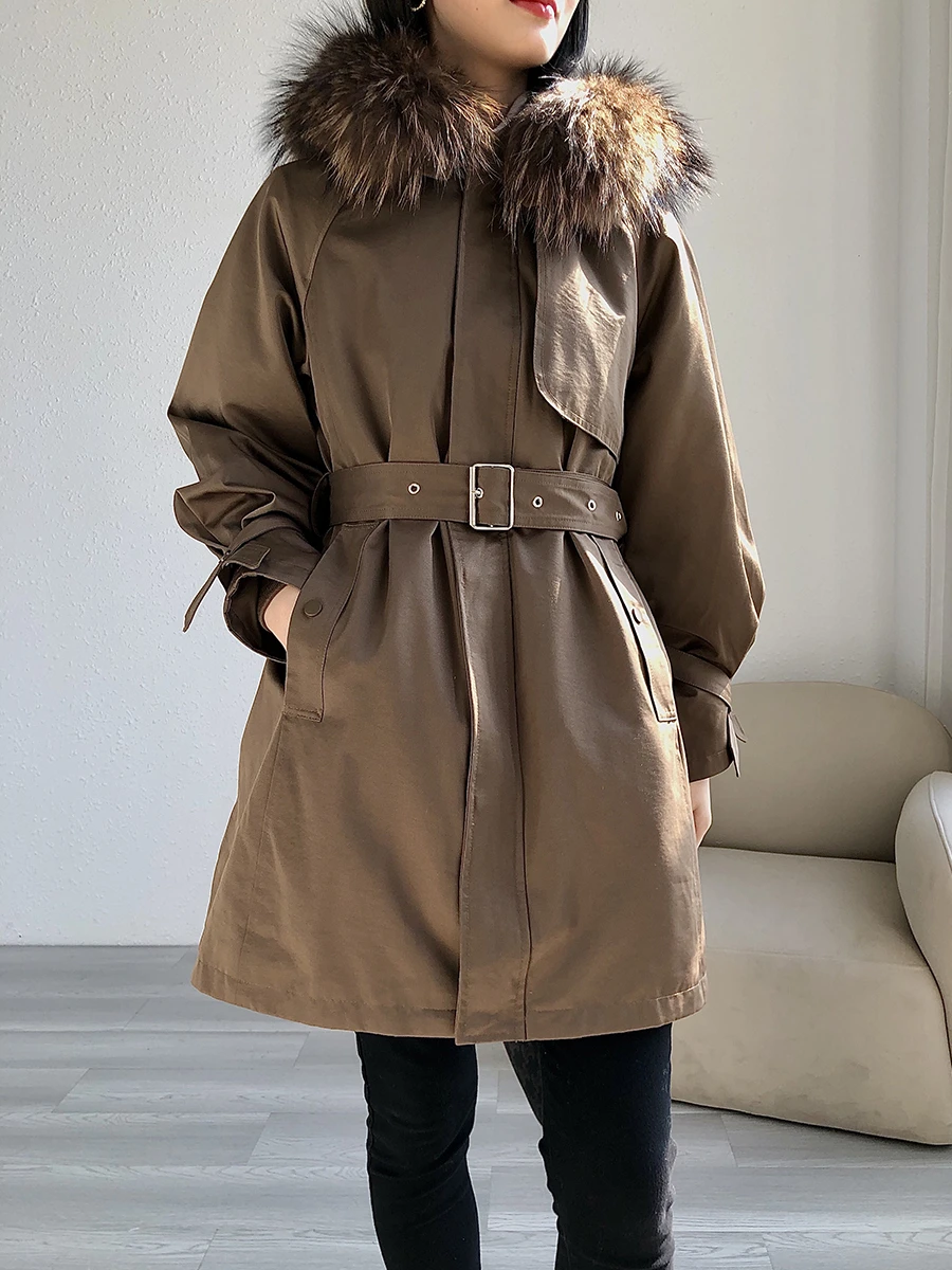 

Real Fur Coat Winter Jacket Women Natural Raccoon Fur Parka Rex Rabbit Fur Liner Thick Warm Outerwear Streetwear New 2023