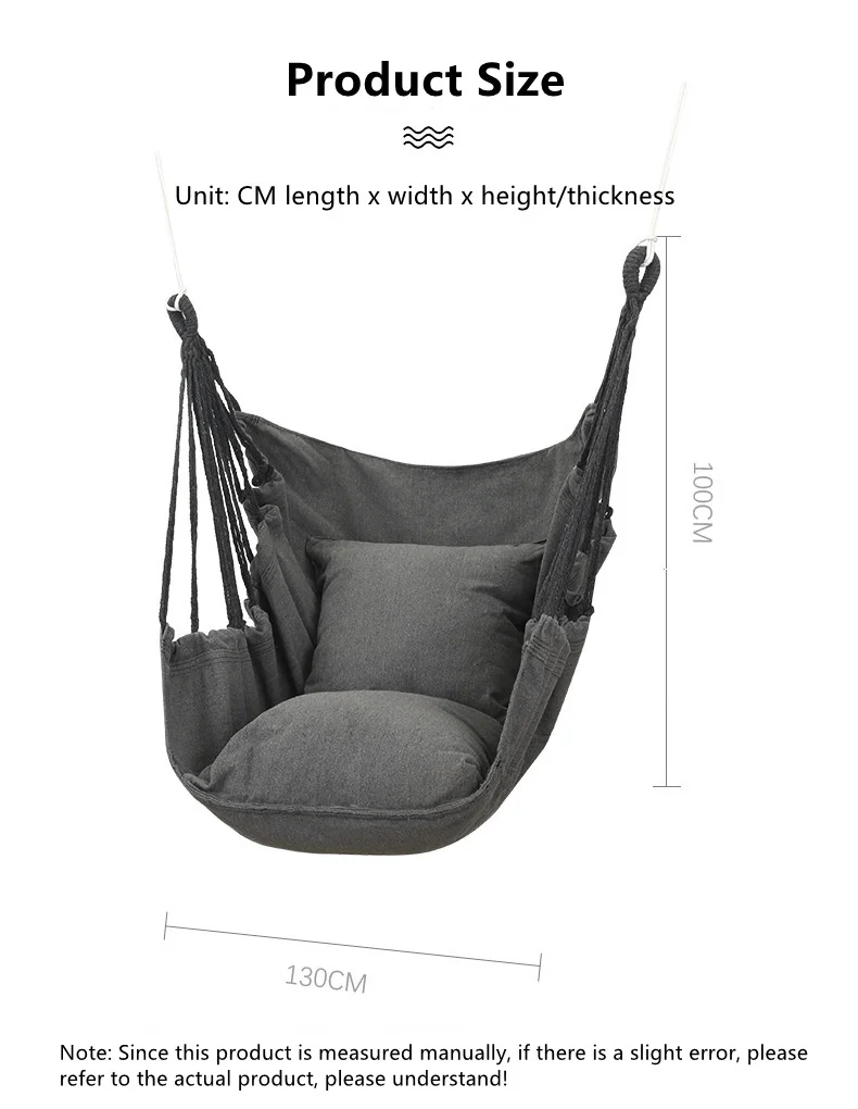 Outdoor Hammock Portable Garden Hammock Home Travel Camping Swing Canvas With Pillow Indoor Hanging Chair for Adult Children