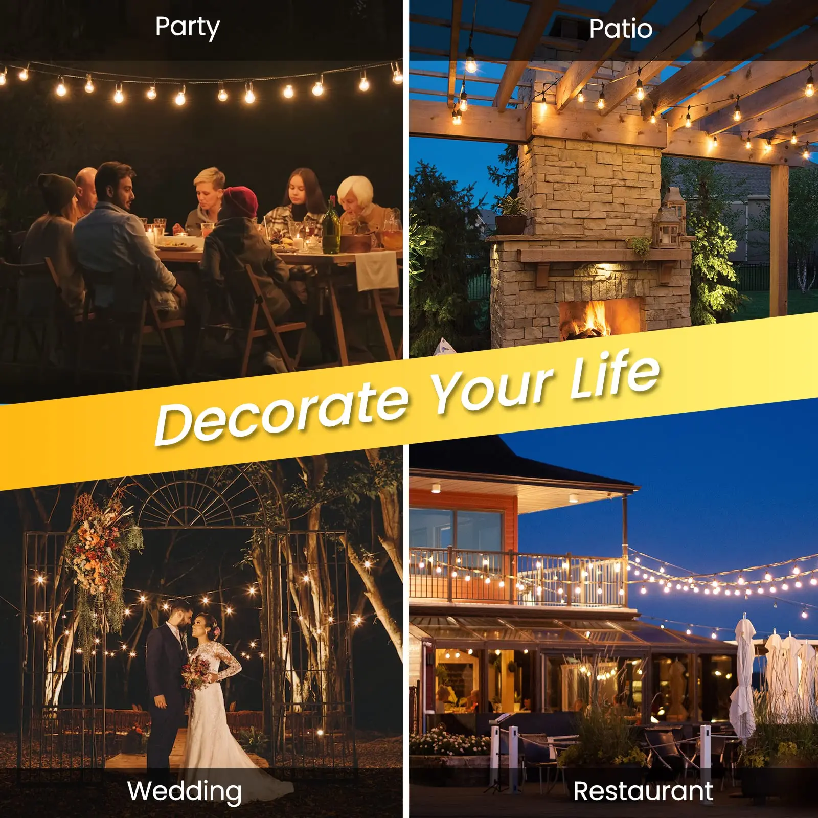 20m 50bulbs Waterproof G40 String Light Glass E12 1W Bulbs Outdoor Garland EU US Plug Connectable Christmas Garden Decoration