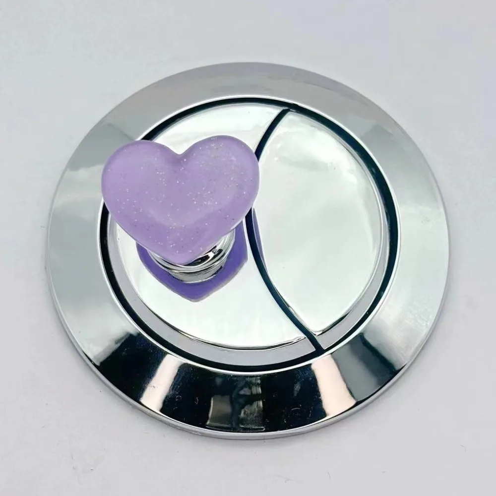 Fashion Heart Shape Toilet Press Glitter Push Switch Water Tank Buttons Colorful Nail Protector Toilet Button Bathroom