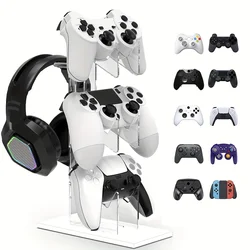Universal 3 - Layer Gaming Controller and Headphone Stand - Black, White, Transparent (W03)