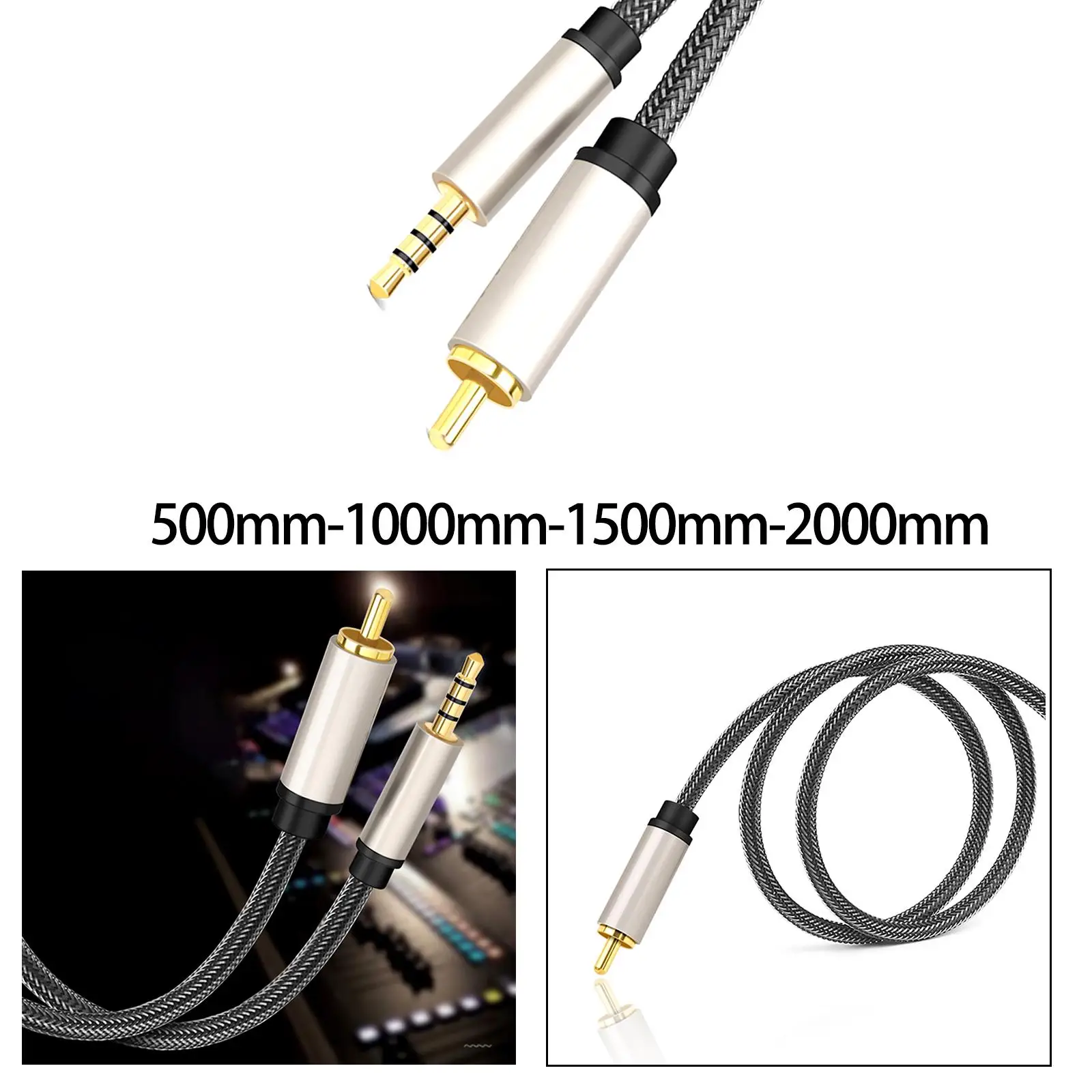 Cavo Splitter Audio Y Da 6,35 Mm Femmina A 6,35 Mm Maschio + 3,5 Mm Maschio, Connettori Placcati Oro, Lunghezza 50 Cm, Per Chitarra, Mixer, Cuffie