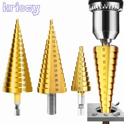 Drill Bit HSS Titanium Coated Step Drill Wood Set Power Tools for Metal High Speed Steel Hole Cutter Step Cone Center Drills