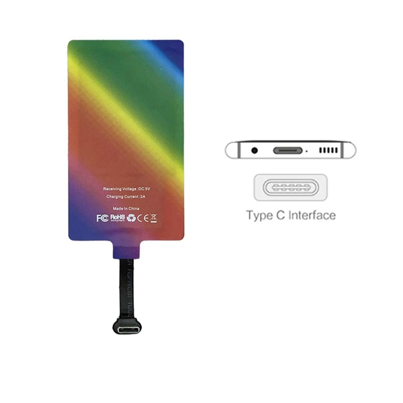 Wireless Charging Receiver 10W 5V 2A Wireless Charging Receiver Module Universal Port For Android Qtandard Easy Install (Type-C)