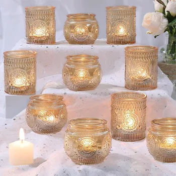 12 pcs Gold Glass Votive Holders 1