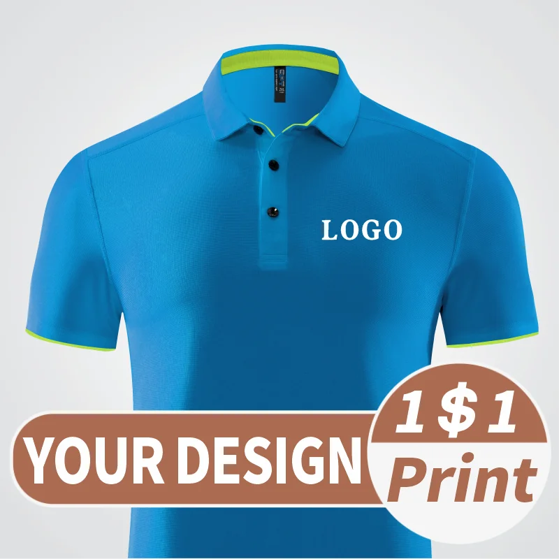 Customized logo for summer breathable shirts Casual short sleeved embroidery Quick drying top diy Men's casual POLO shirt print