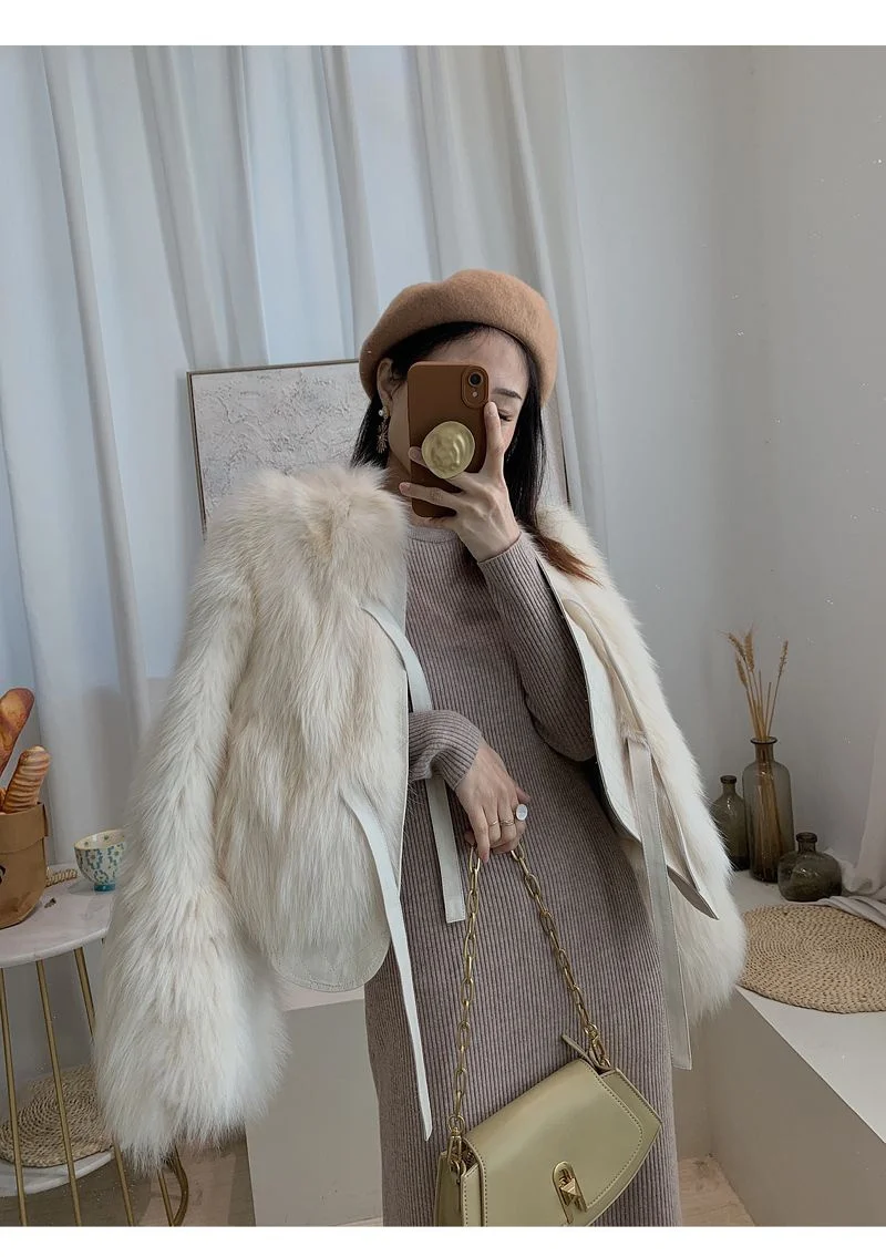 Fox Fur Grass Coat - Womens Short AutumnWinter Jacket 2024